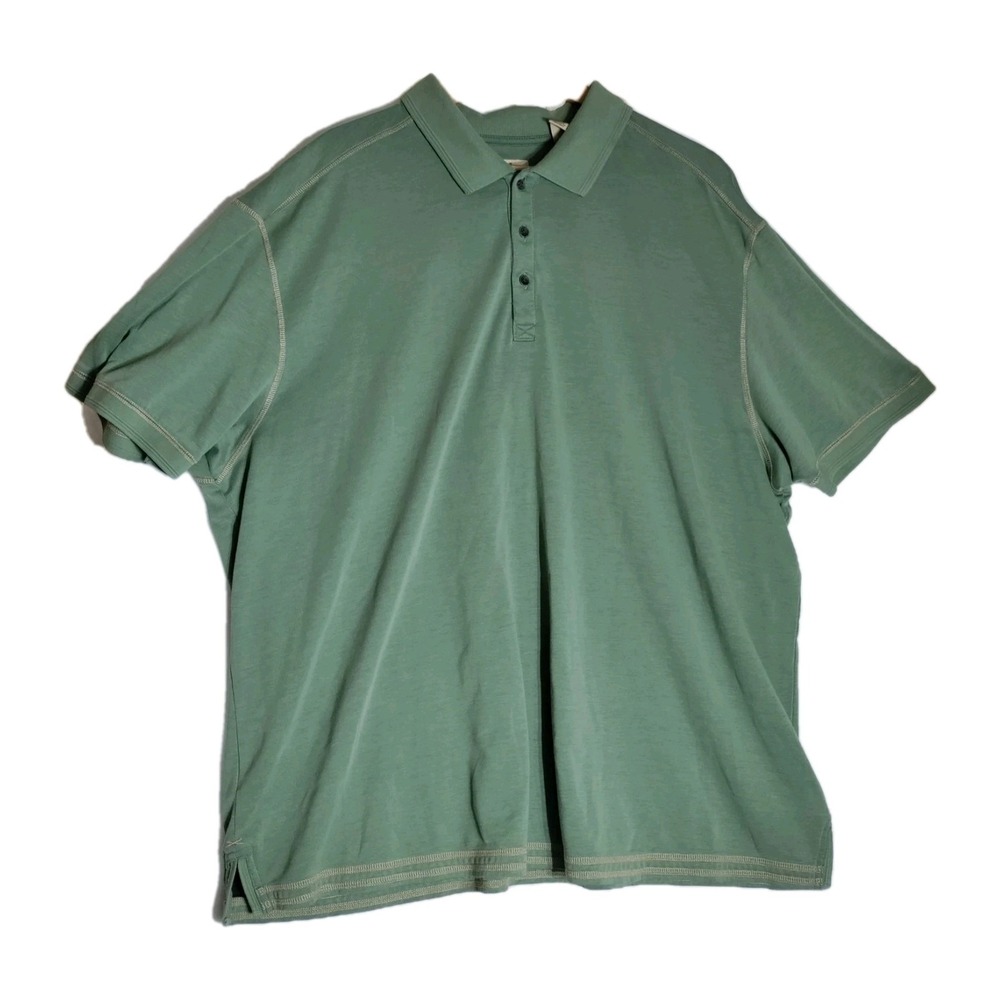 Tommy Bahama Polo‎ Shirt Mens XXL Green Pima Cotton Blend  Island Crafted